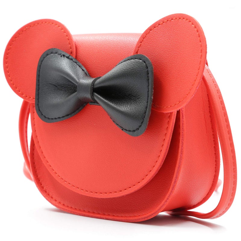 HXQ Little Mouse Ear Bow Crossbody Purse,PU Shoulder Handbag for Kids Girls Toddlers(Red) - Image 3